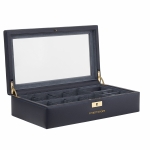 WATCH BOXES Friedrich|23 DYNASTY 8+ WATCH CASE, GENUINE FULL GRAIN LEATHER, DARK BLUE SKU: 27036-5